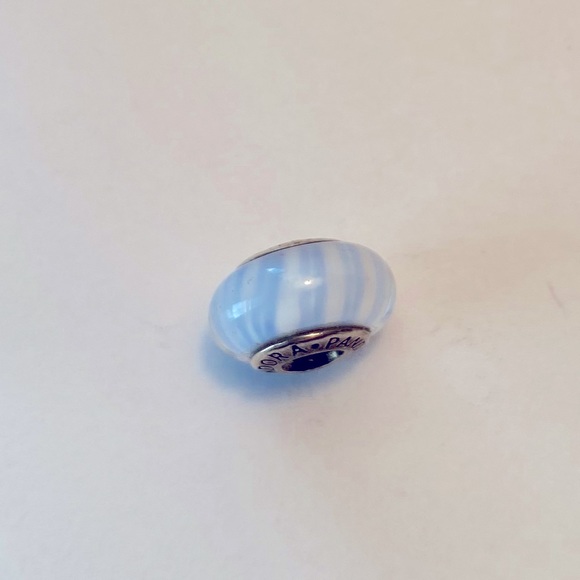 Pandora Jewelry - Pandora Murano glass light blue stripe bead